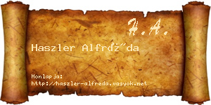 Haszler Alfréda névjegykártya